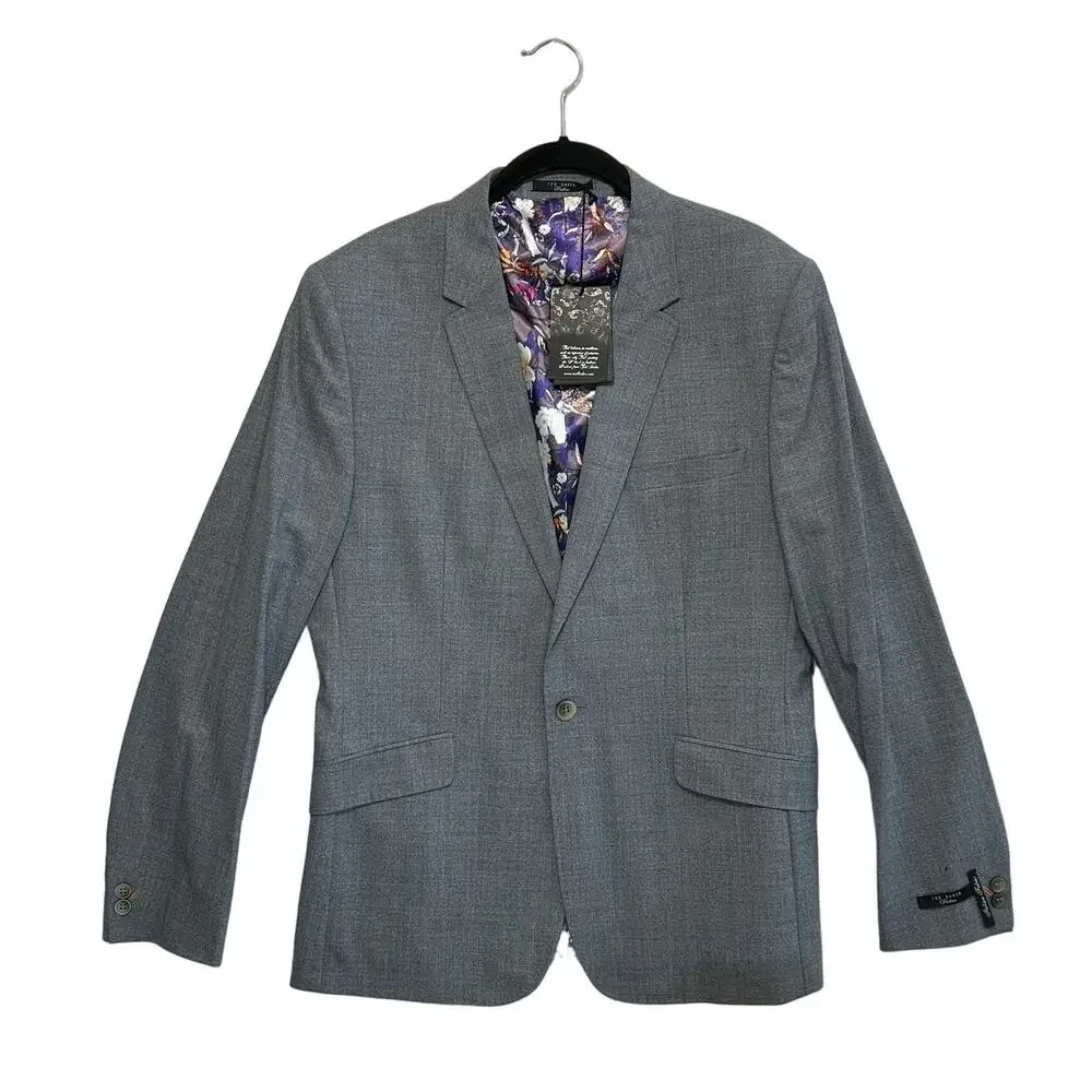 Ted Baker Pashion Marl Jacket NWT Men's Sz 40R Blue-Gray Virgin Wool Luxury